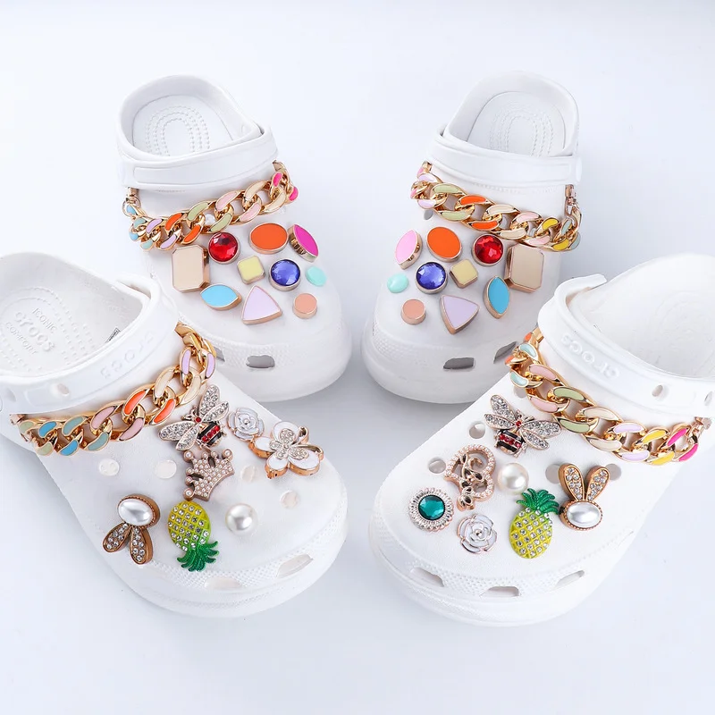 

DIY Colourful Croc Charms Designer Fashion Elegant Colorful Geometry Shoes Decorations 2022 New Vintage Shoes Charms for Crocs