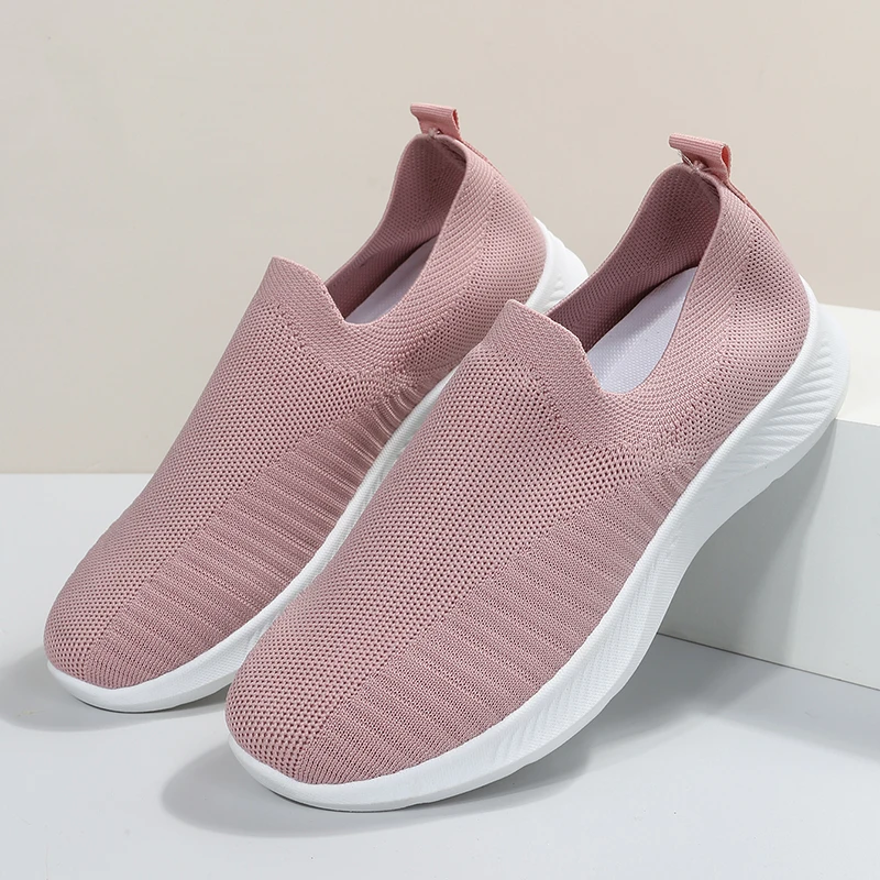 

Women Flats Shoes Plus Size 43 Breathable Mesh Platform Sneakers Women Slip on Soft Ladies Casual Shoes Woman Knit Sock Flats