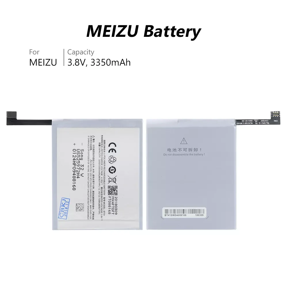 

NEW2023 BT41 Battery for Meizu MX4 Pro 3350mAh Bateria Rechargeable Li-polymer Mobile Phone Batteries High Quality