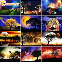 chenistory coloring by numbers moon landscape diy crafts oil paint by numbers canvas acrylic paints handpainted kits home decor
