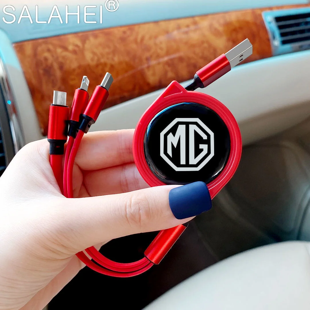 

3 In 1 Car Micro USB Type C Charging Cable Multi Charger For MG HS ZST ZS MG3 MG5 MG6 MG7 GT GS Hector ZX EZS EHS Accessories