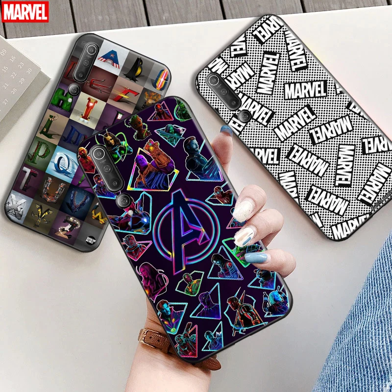 

Marvel Avengers Logo Phone Case For Xiaomi Mi 10 10T Pro 5G Comics Shockproof Silicone Cover Bumper Black Coque