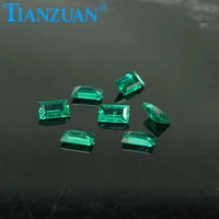 quality loose gemstone emerald cut rectangle shape lab grown muzo emerald stone hydrothermal green emerald