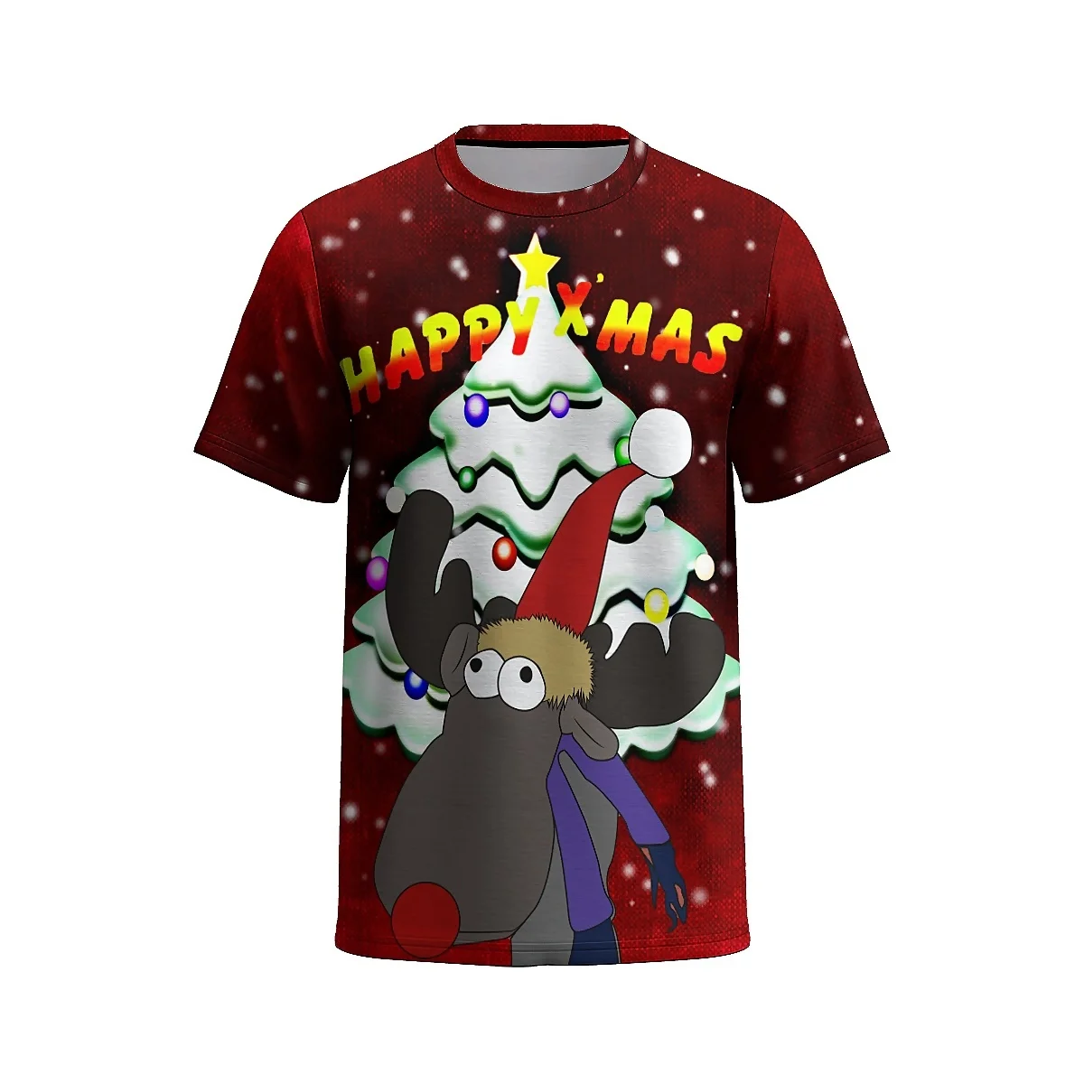 Мужская Рождественская футболка с 3D принтом liasao Веселая мультяшная круглым