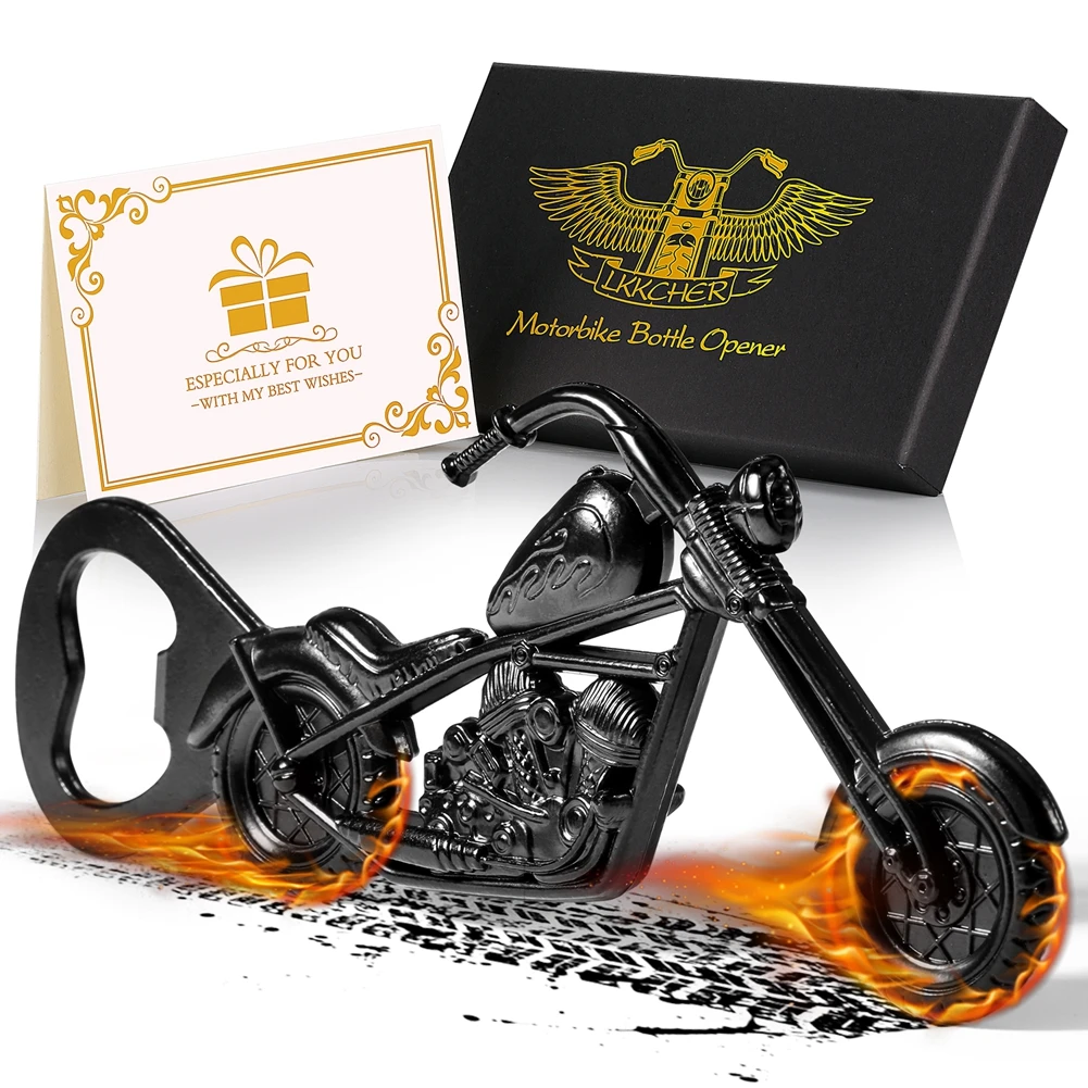 

Bottle Opener Gift Box Black Motorcycle Shaped Alloy Bottle Openers Gift for Men Bar Beer Opener Home Kitchen Gadget Accessories
