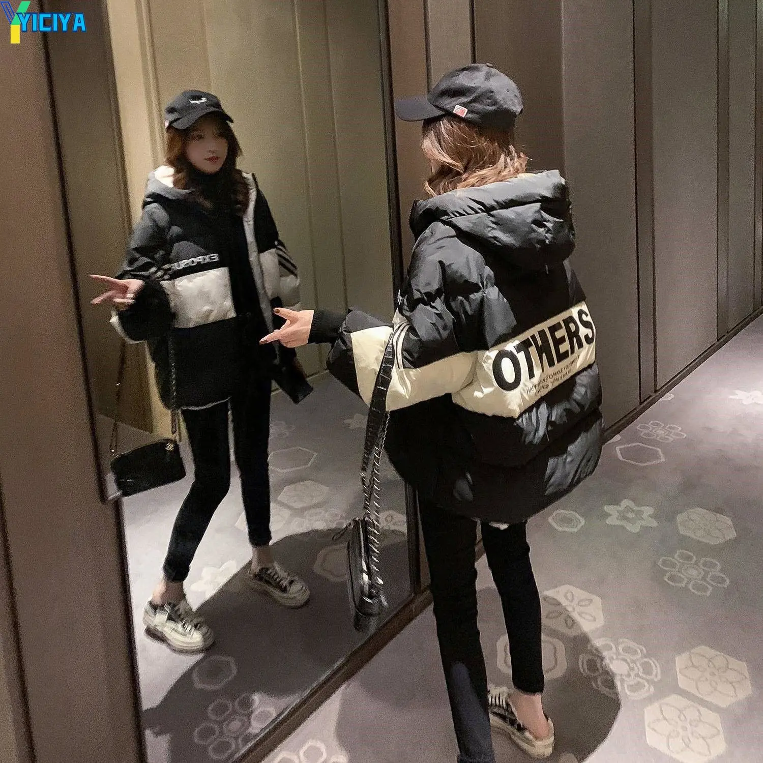 YICIYA 2022 New Winter Jacket Women Parkas Hooded Short Coat Female Parka Warm Thicken Jacket Casual Loose Cotton Padded Outwear
