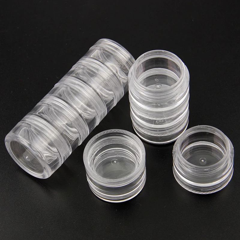 

5 прозрачных пластиковых ювелирных изделий шкатулки для макияжа маленькие круглые стразы коробки с драгоценными камнями косметические кон...