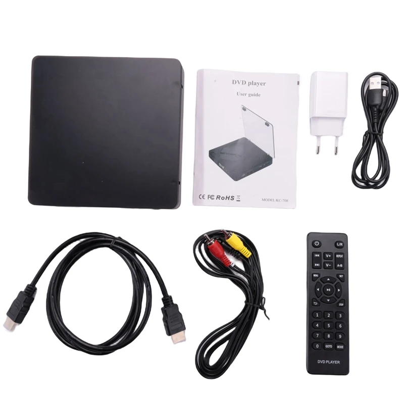 

Portable DVD/VCD Player Hifi Stereo Speakers 1080P Multifunction Mini Cd Player Walkman Audio Video Player-EU Plug
