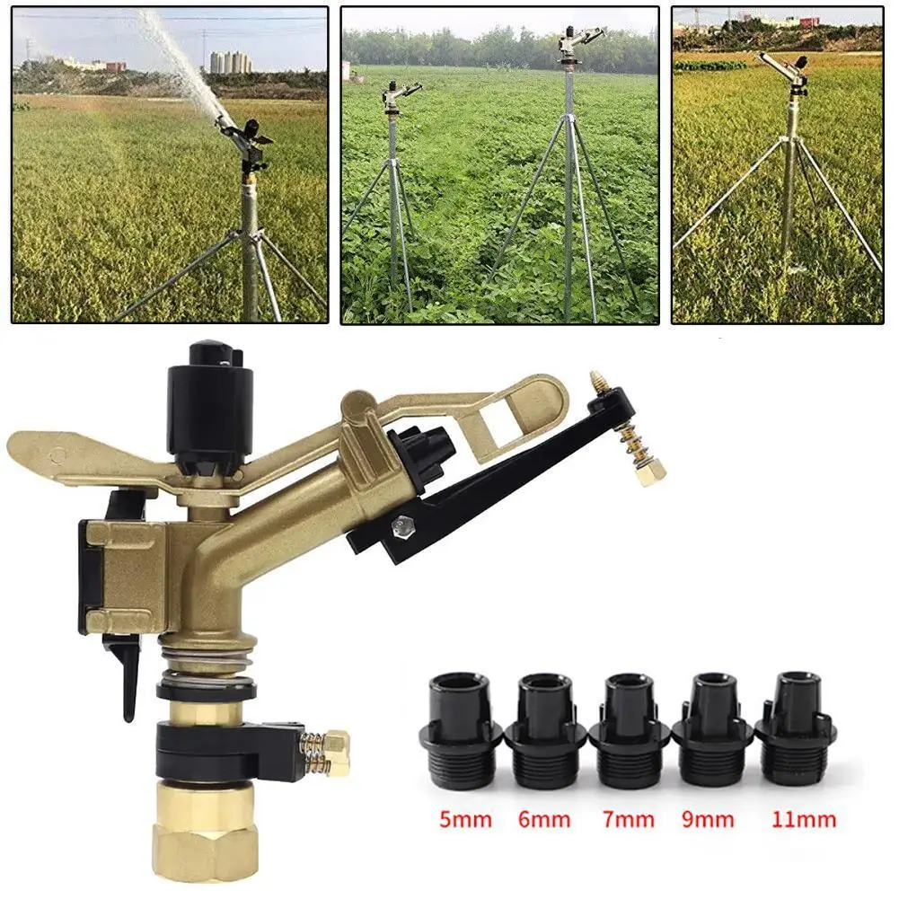 

Garden Irrigation 1.5 Inch Female Thread Long Spray Distance Sprinkler With 4pcs Nozzles Head Big Covering Range Watering Gun