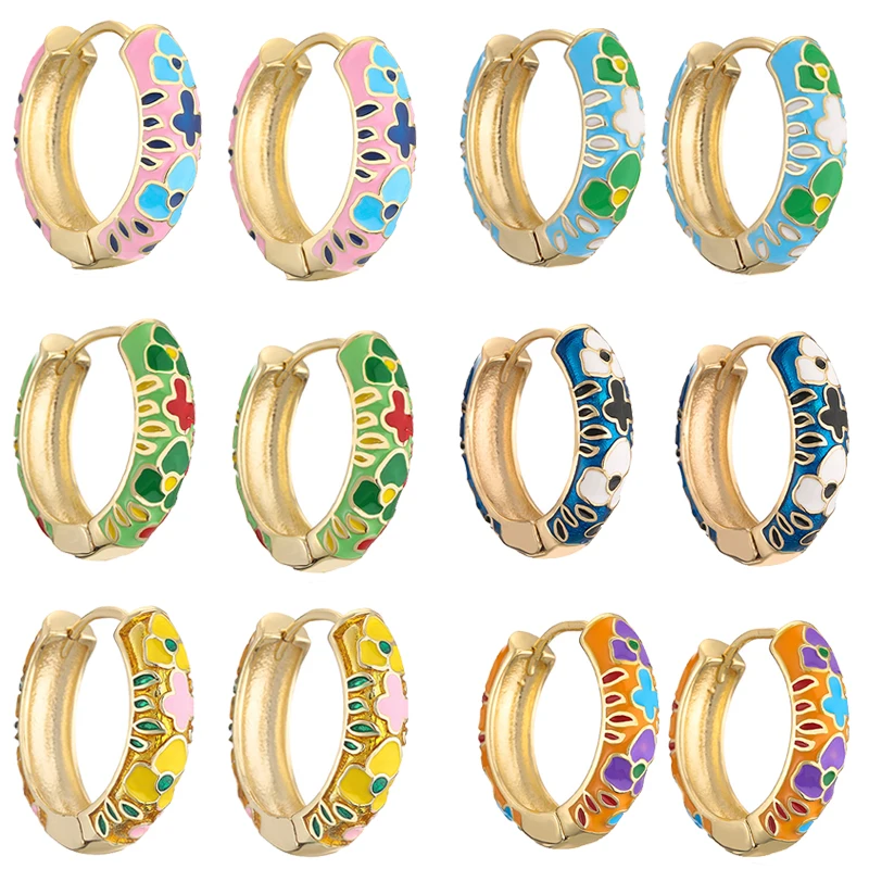 

Роскошные позолоченные серьги Huggies 18K в стиле бохо разноцветные капающие серьги-кольца для женщин аксессуары