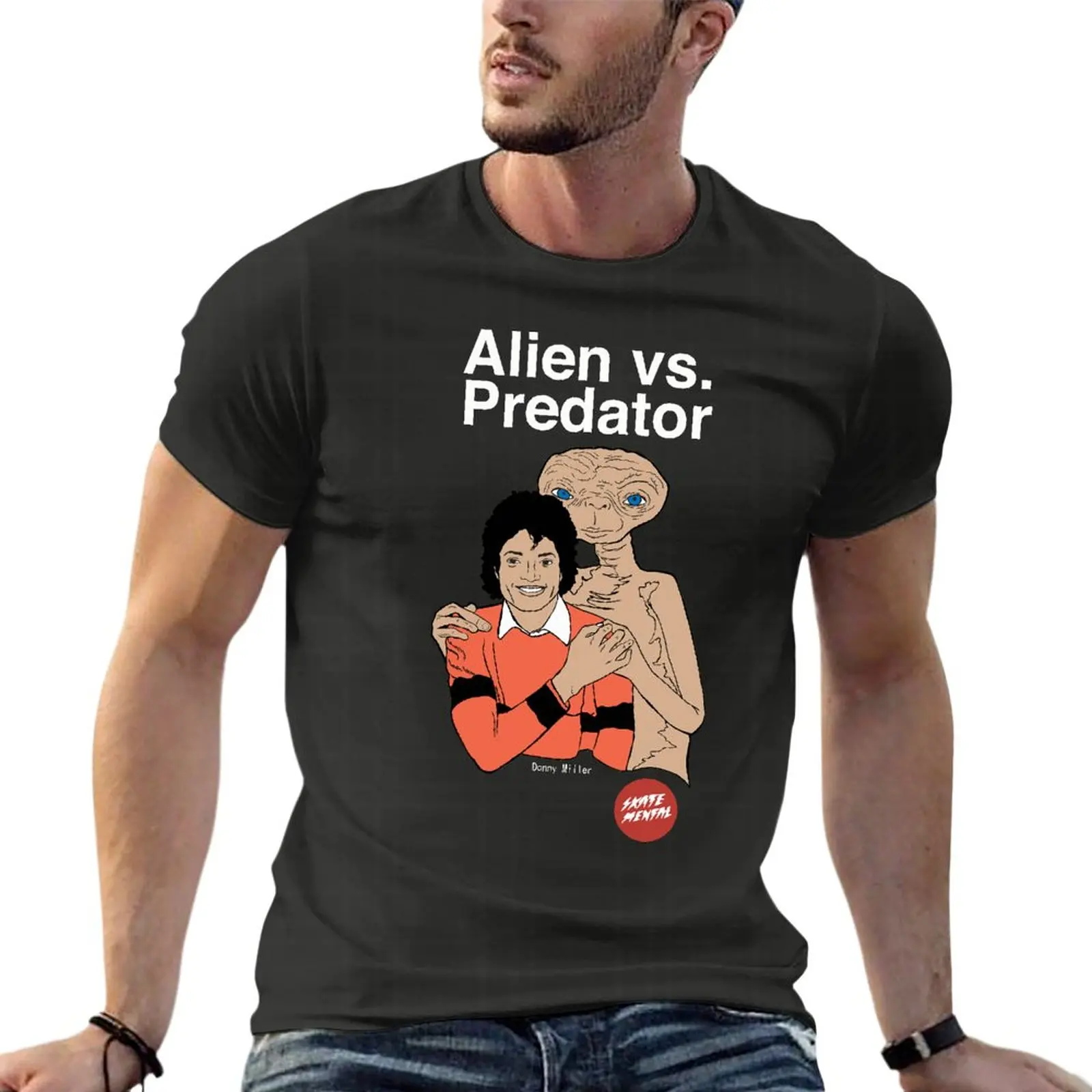 

Vtg Alien Vs Predator Michael Jackson Skate Mental Oversize T Shirts Branded Mens Clothes 100% Cotton Streetwear Plus Size Top T