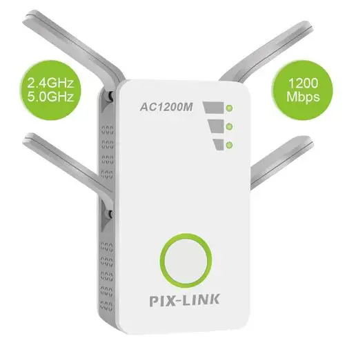 PIXLINK 1200Mbps 2.4GHz 5GHz Dual Band AP Wireless Wifi Repeater Range AC Extender Repeater Router WPS With 4 External Antennas