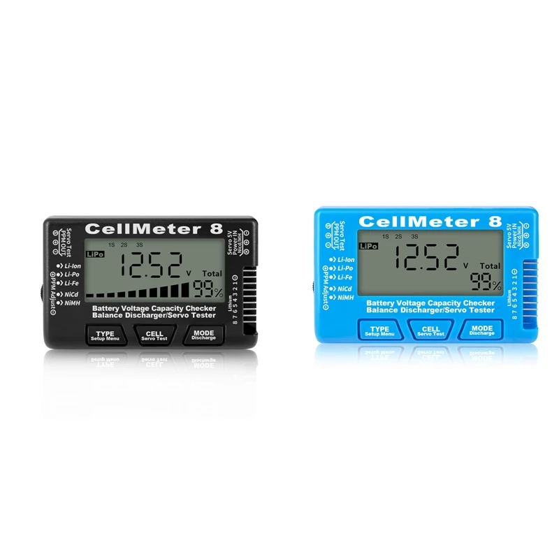 

1 Piece RC Cellmeter 8 Digital Battery Capacity Checker Controller Tester Voltage Tester For Li-Ion Nimh Nicd Cell Meter Black