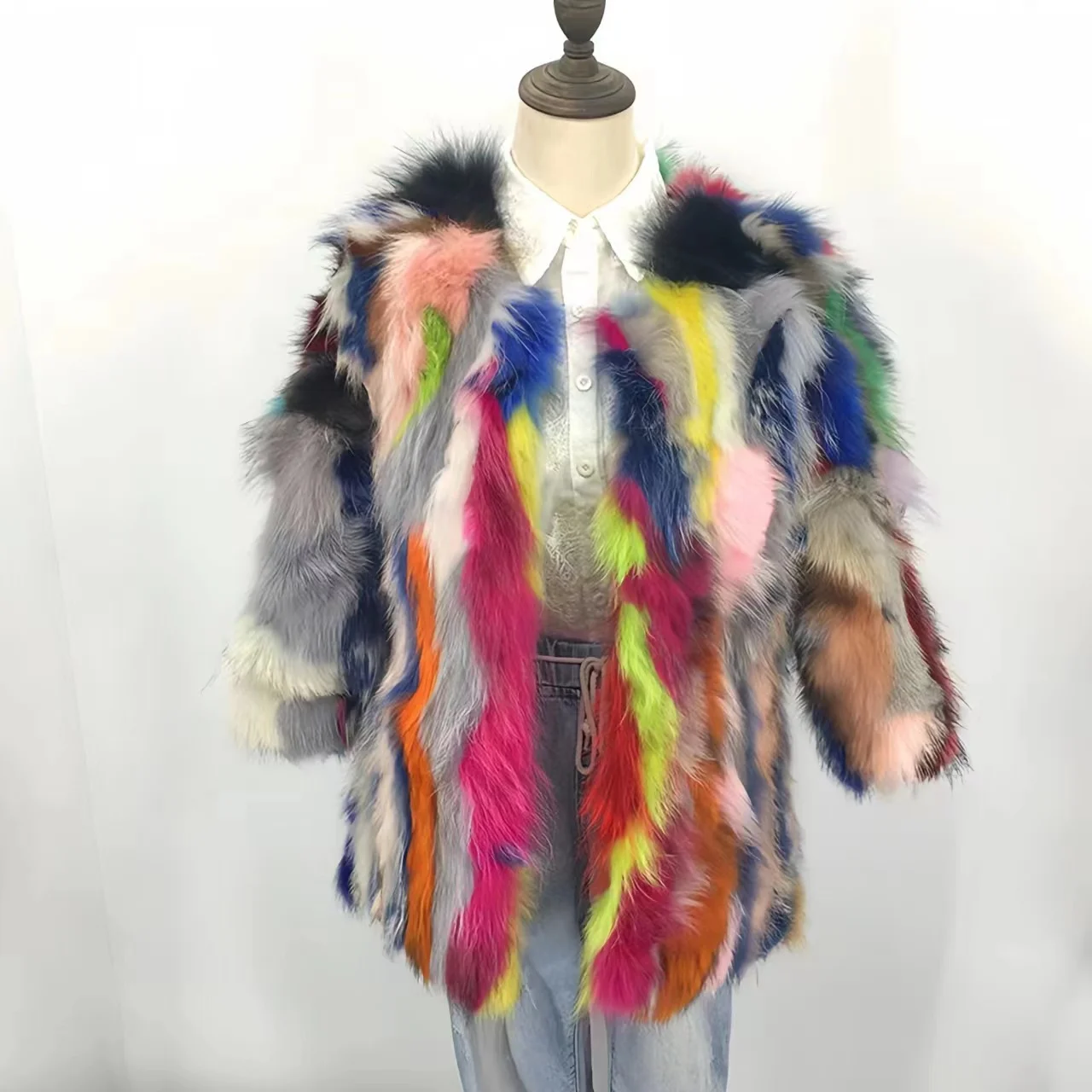 Шуба из натурального меха енота для женщин Корейская Толстая теплая куртка