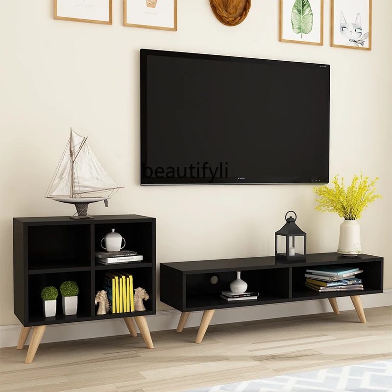 

zq Nordic TV Cabinet Wood Foot Modern Simple TV Cabinet Assembled Cabinet Living Room Assembled Bedroom