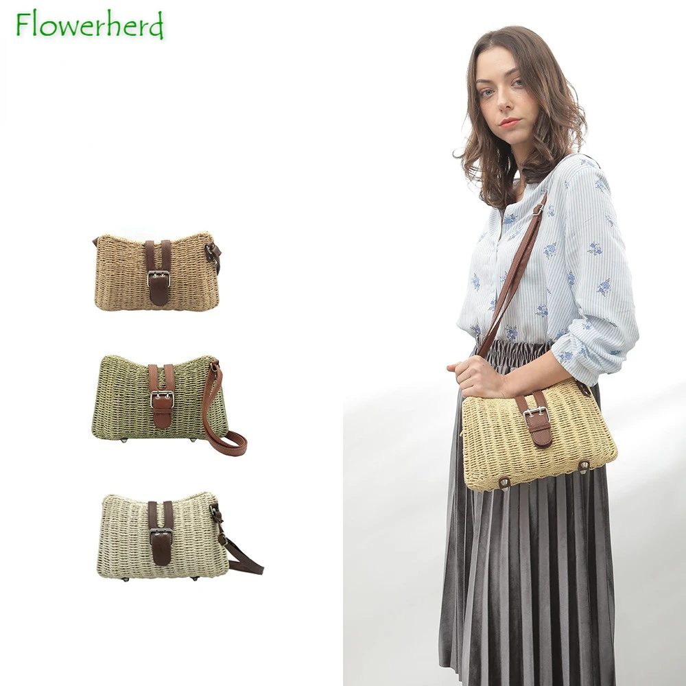 

Summer New All-match Straw Woven Bag One-shoulder Diagonal Woven Bag Crossbody Bags for Women Purses