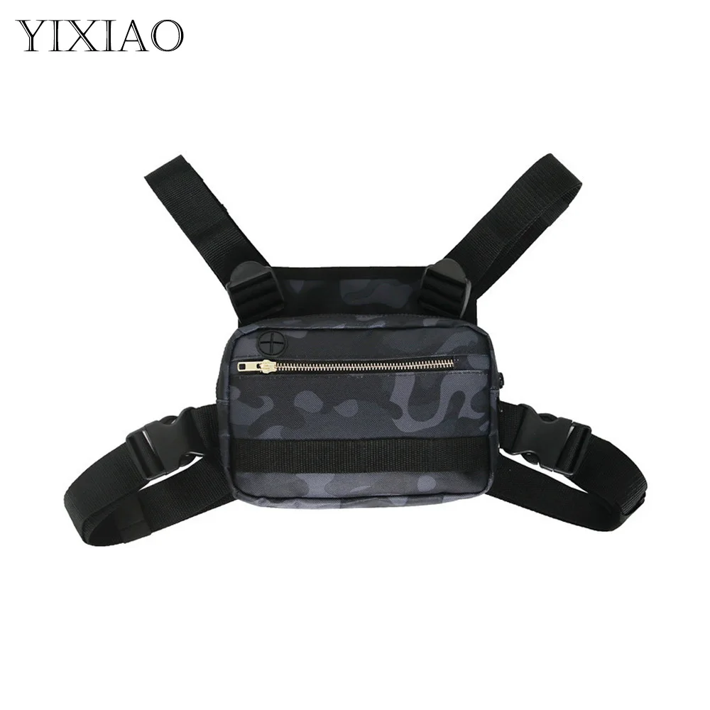 

YIXIAO Outdoor Adjustable Nylon Chest Backpack Tactical Vest Bag Camouflage Cycling Running Phone Storage Chest Bags Vest SD0174