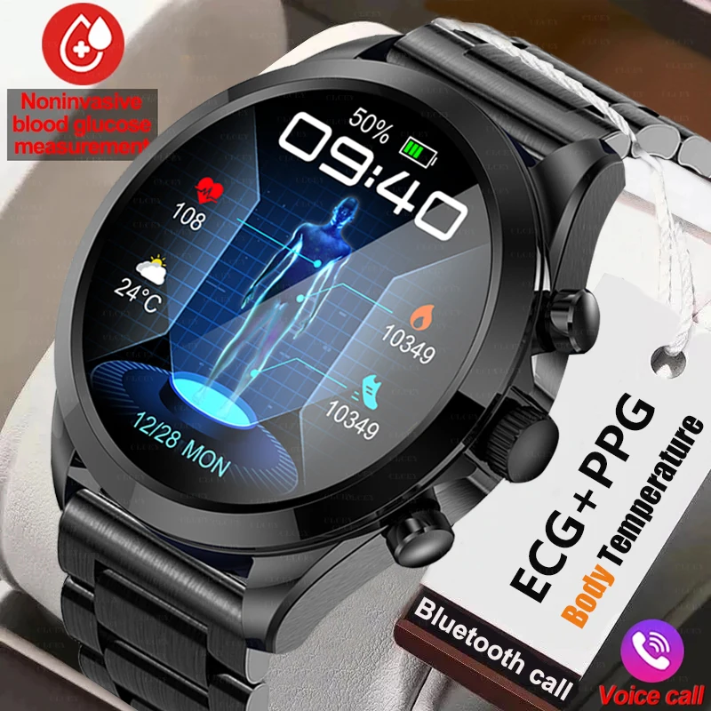 2023 Blood Sugar ECG+PPG Smart Watch Men Bluetooth Call Automatic Infrared Blood Oxygen Heart Rate Blood Pressure Health Watches