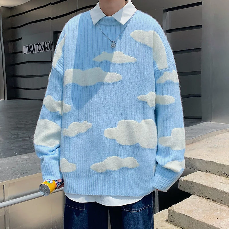 Japanese Fresh and Lazy Style Sweater Men's Fashion Ins Loose and Versatile Vintage Lovers' Sweater Men's and Women's Fashion