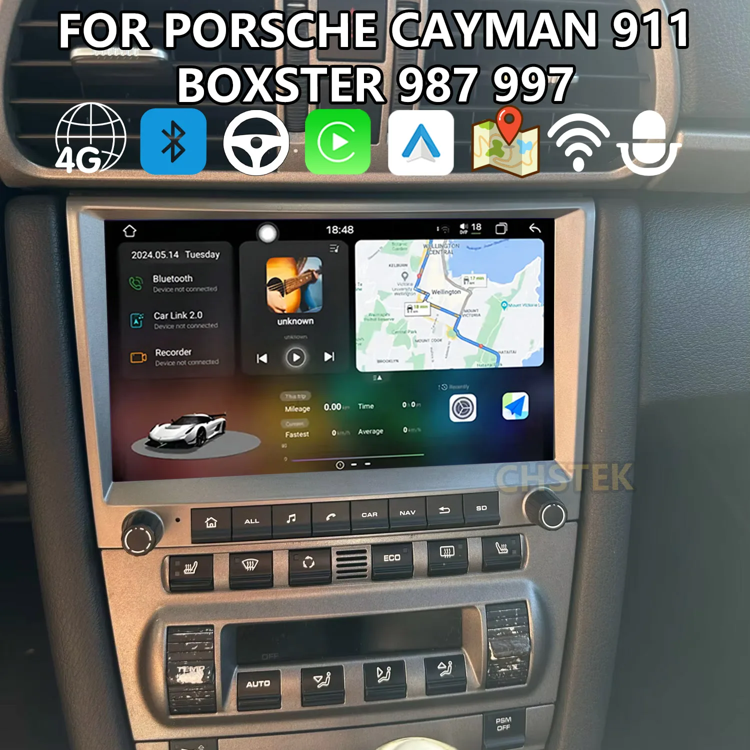 Фото Автомобильная навигационная система CHSTEK Carplay для Porsche 911 997 Cayman Boxster 987 2005-2013 с 4G GPS, Wi-Fi, видео и DSP-стерео (обновленные модели) №1