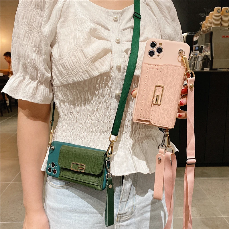 for Samsung S8 S9 S10 S20 FE S21 S22 Ultra Note 20 10 Lite A51 71 21S 32 52 72 Case Luxury Crossbody Shoulder Wallet Stand Cover | Мобильные