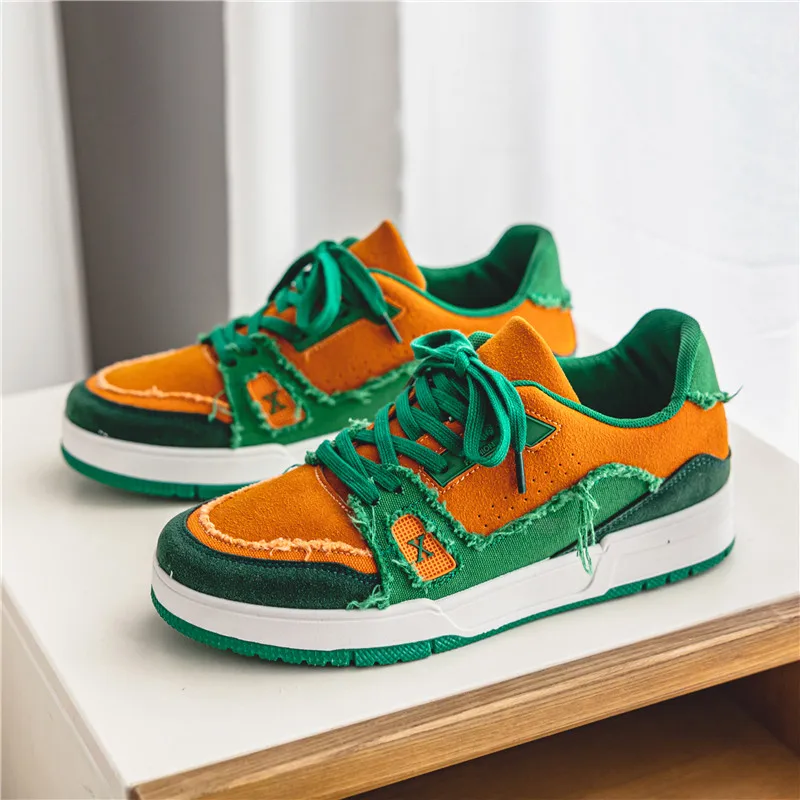 2022 Trend Platform Skateboarding Shoes Men Orange Canvas Sneakers Men