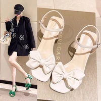 2022 new fairy wind women summer sexy pumps silk bow decoration trend female shoes summer party sandals shoespeep toe sandals 42