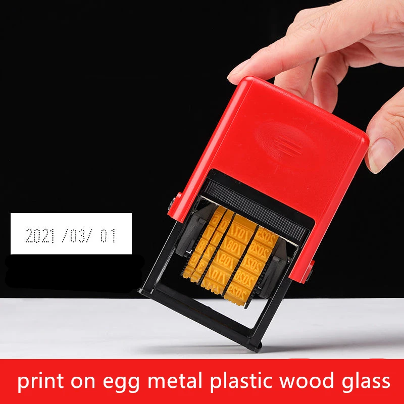 

Portable Handle Date Stamp Self Inking DIY For Office Metal Wood Rubber Glass Bottle Universal Adjustable Date Wheel Stamp