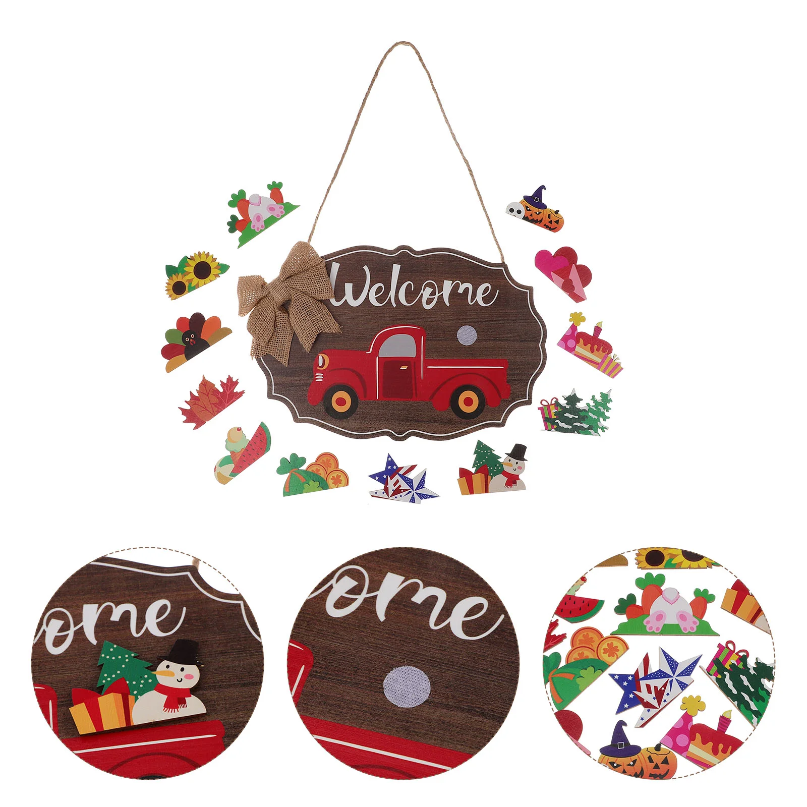 

Sign Welcome Door Hanging Wooden Decorations Plaqueboard Teachers Classroom Christmas Truck Wood Interchangeable Home Farmhouse