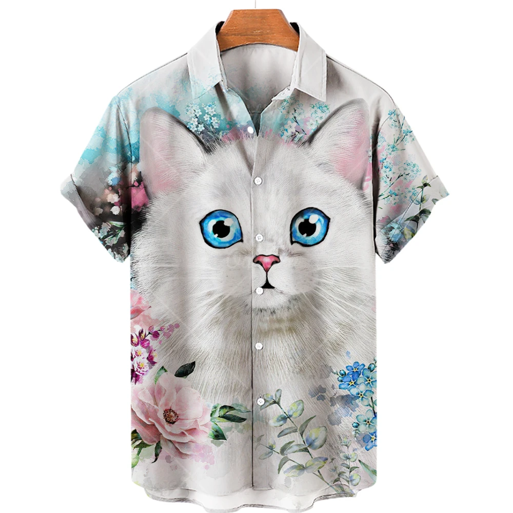 2022 Fashion Versatile Cartoon Anime Cat Print Casual T-shirt Men Women Breathable Comfortable Cloth Shirt