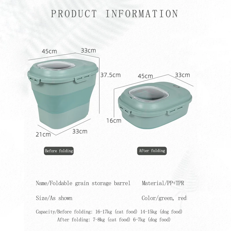 Food Storage Container Pet Dog Cat 23L Dry Food Box Bag Moisture Proof Seal Airtight with Measuring Cup Kitten Litter Products images - 6