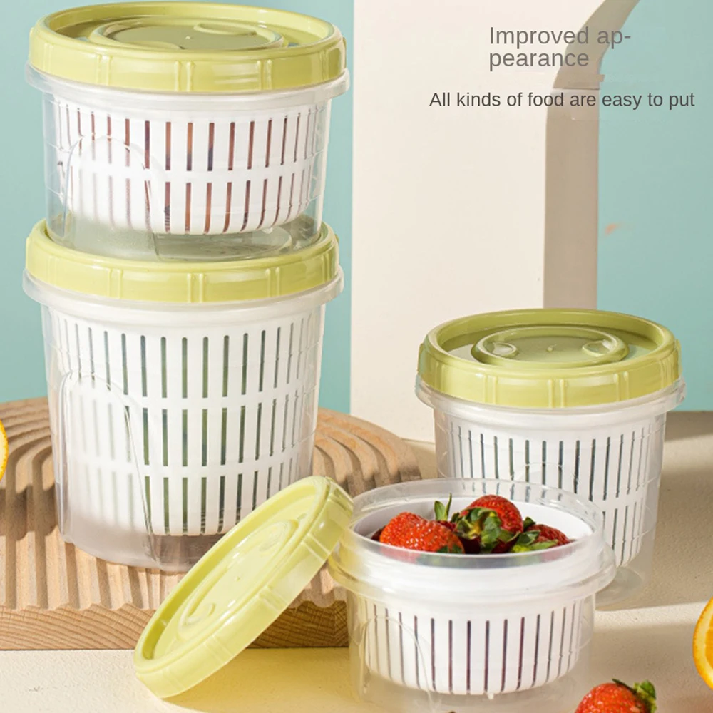 

500-900ml Drain Preservation Box Organizer Refrigerator Sealed Boxes Fruit Garlic And Ginger Sliced Food Kitchen Storage