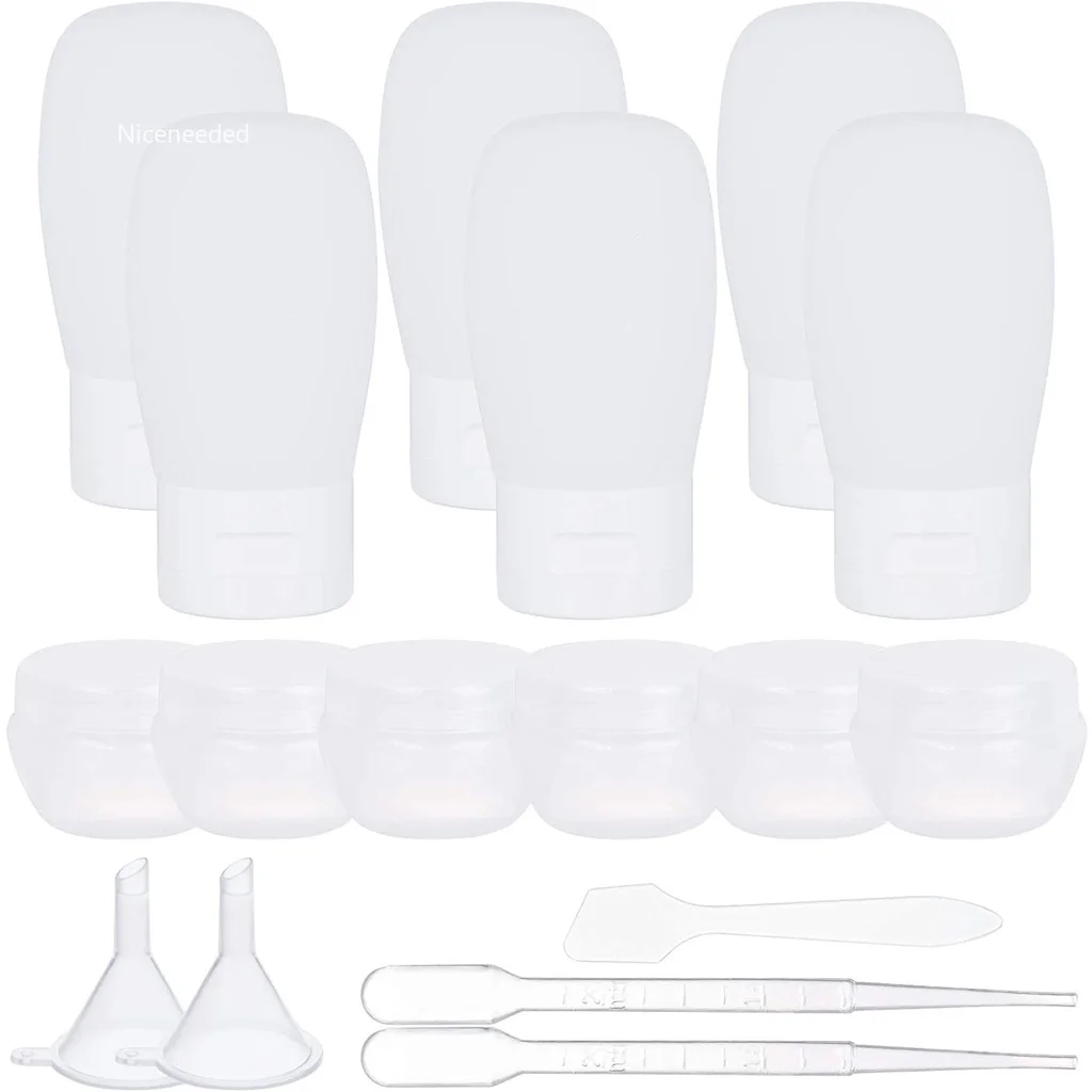 

6 Pack Plastic Toiletry Tubes with Flip Caps and 6 Pack Cosmetic Jars with Liners and Screw Caps Cosmetic Container for Cosmetic