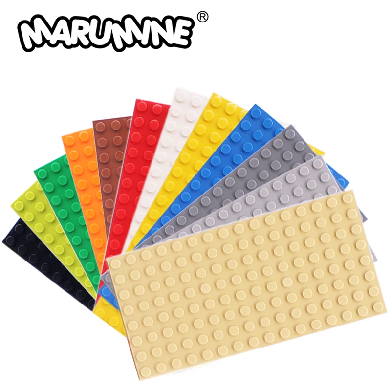 Базовая пластина MARUMINE 8x16 точек, совместимая с 92438 классическими кирпичами, аксессуары, детали, строительные блоки, игрушки от 6 до 10 лет, набор пластин