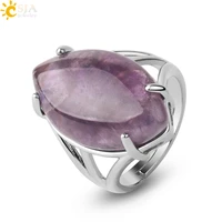csja crystal rings natural stone ring for women men adjustable healing pink quartz lapis lazuli opal turquoise finger rings g574