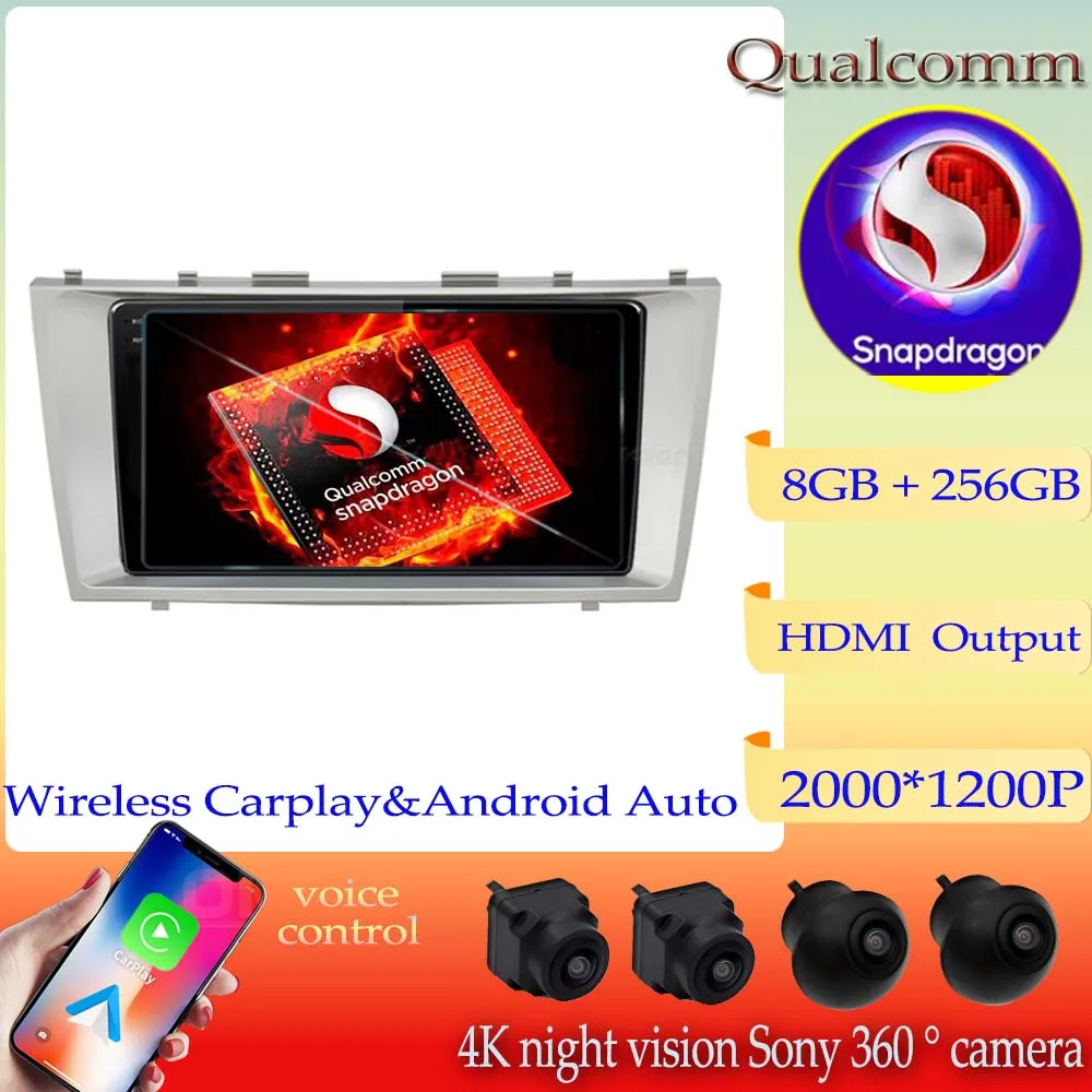 

Автомобильный радиоприемник Qualcomm Snapdragon Android 13, DVD, мультимедийный видеоплеер, навигация GPS для Toyota Camry XV 40 50 2006-2011, 2DIN