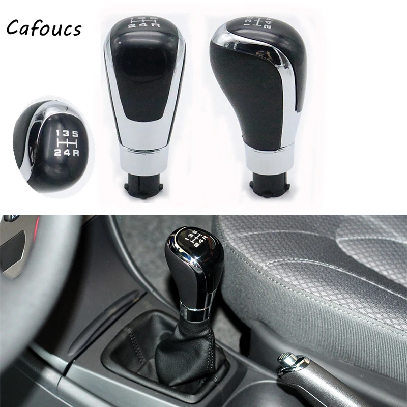 

Cafoucs Car Leather Manual Stick Gear Shift Knob Lever Shifter 5 Speed For Peugeot 206 207 301 307 308 408 508 Citroen C4