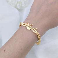 custom name women adjustable bracelet personalized men stainless steel cuban chain bracelet fashion jewelry gift for bestfriends