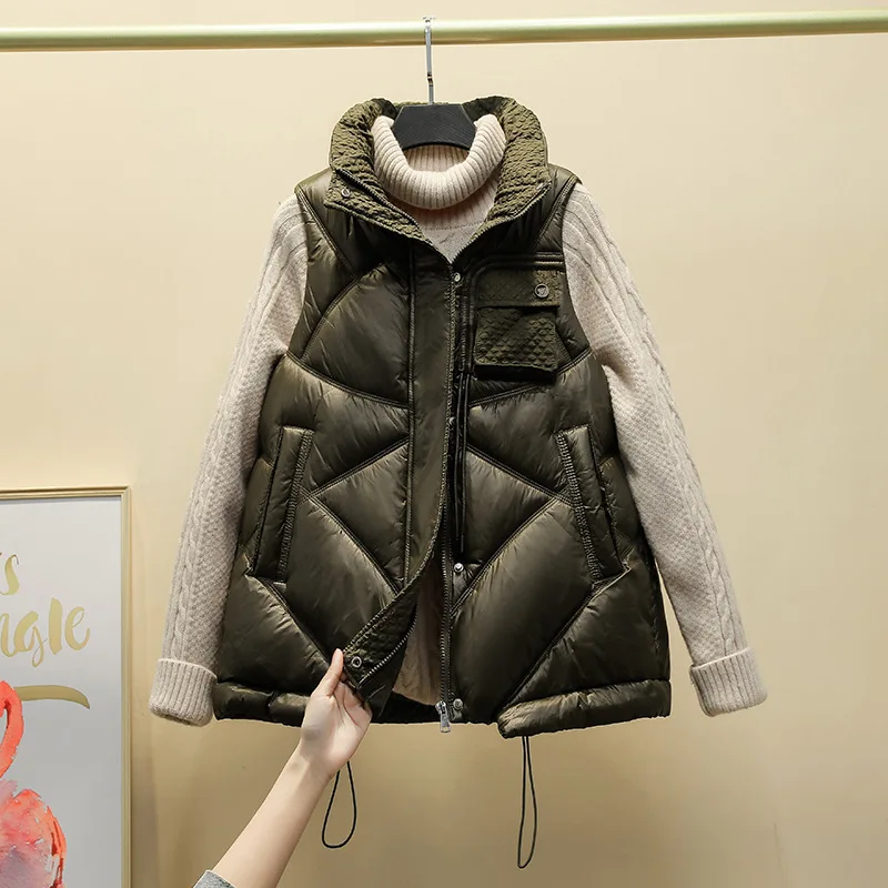 

Winter Vest Women Jacket Waistcoat Mujer Chaqueta Loose Warm Ladies Vest Jacket Thick Sleeveless Down Cotton Vest Female