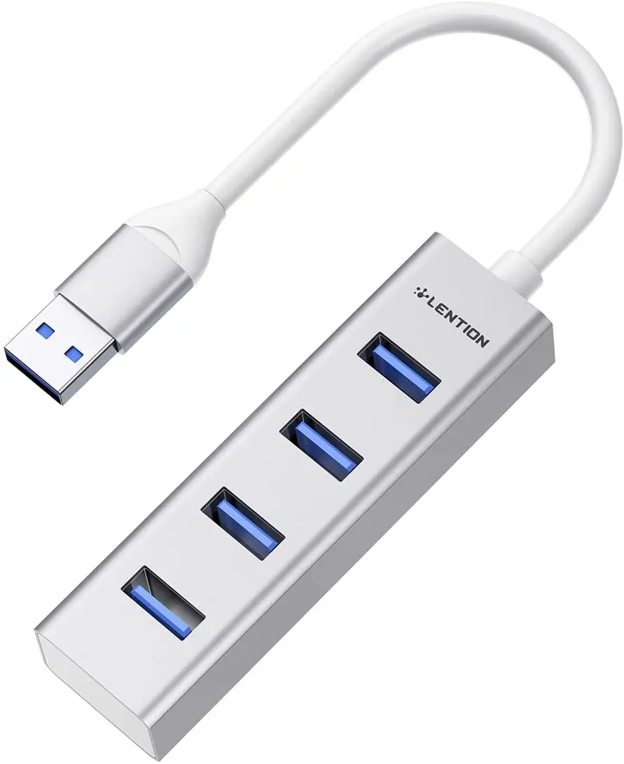 

LENTION USB 3.0 Hub with 4 Type A Multiport USB Adapter for MacBook Air/Pro Surface Chromebook Laptop Stable Driver