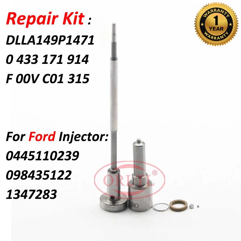 

Repair Kits Nozzle DLLA149P1471 (0 433 171 914) VALVE F 00V C01 315 For Ford Injector 0445110239 0986435122 1566431 1477146