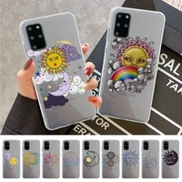 funny sun moon face phone case for samsung s20 s10 lite s21 plus for redmi note8 9pro for huawei p20 clear case