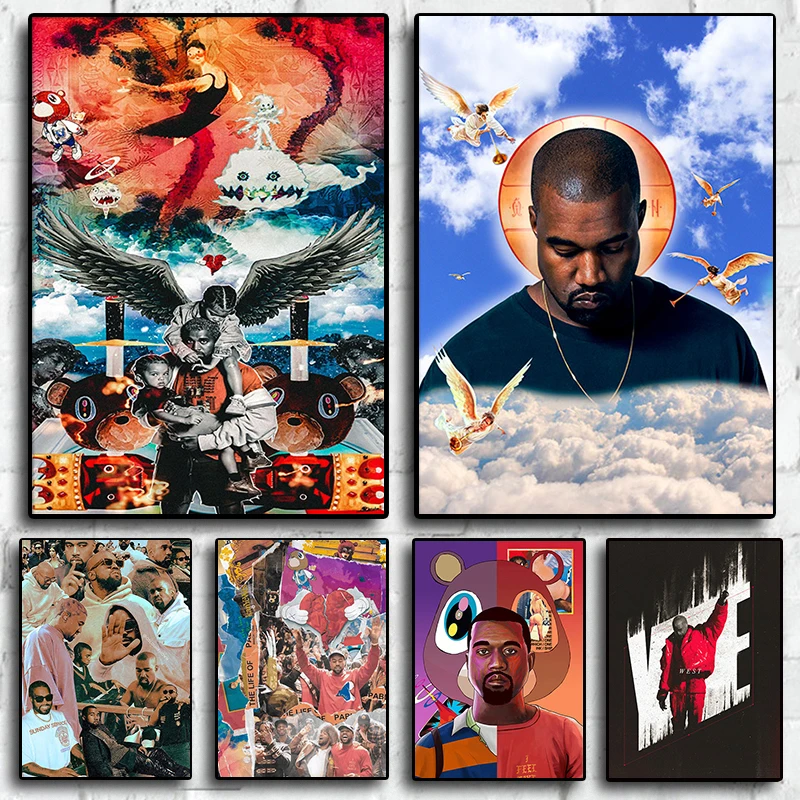 Постер Kanye West со звездами альбомы звездочками в стиле рэп хип-хоп европейском и