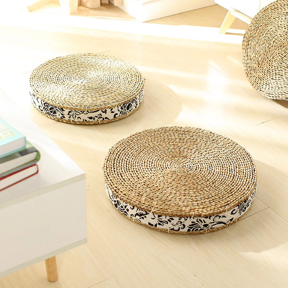 

Meditate Tatami Natural Woven Cushion Yoga Meditation Mat Decorative Round Floor Home