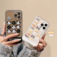cute dog invisible holder bracket case for iphone 13 11 12 pro max xs xr x 7 8 plus se2020 2022 soft tpu lens protector cover
