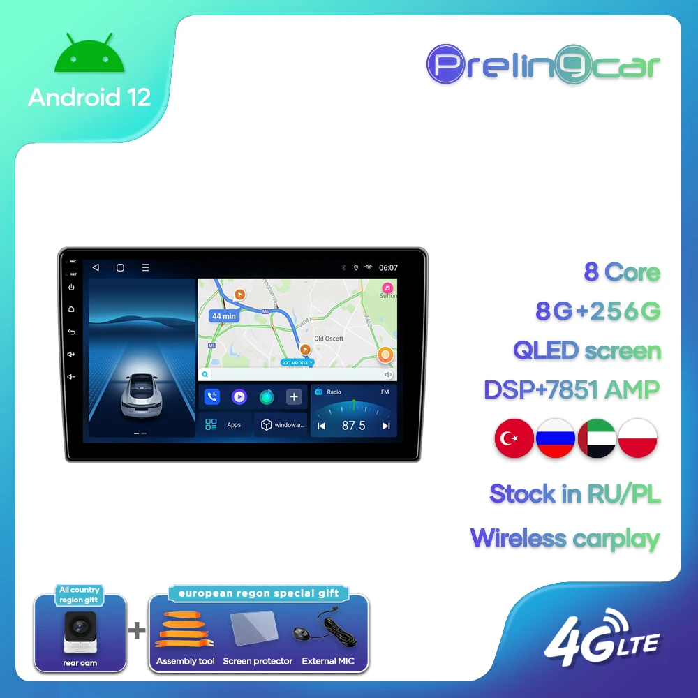 

Prelingcar Android 12.0 NO DVD 2 Din Car Radio Multimedia Video Player Navigation GPS For Ford 2021 Transit 8 Core 4G64G 6G128G