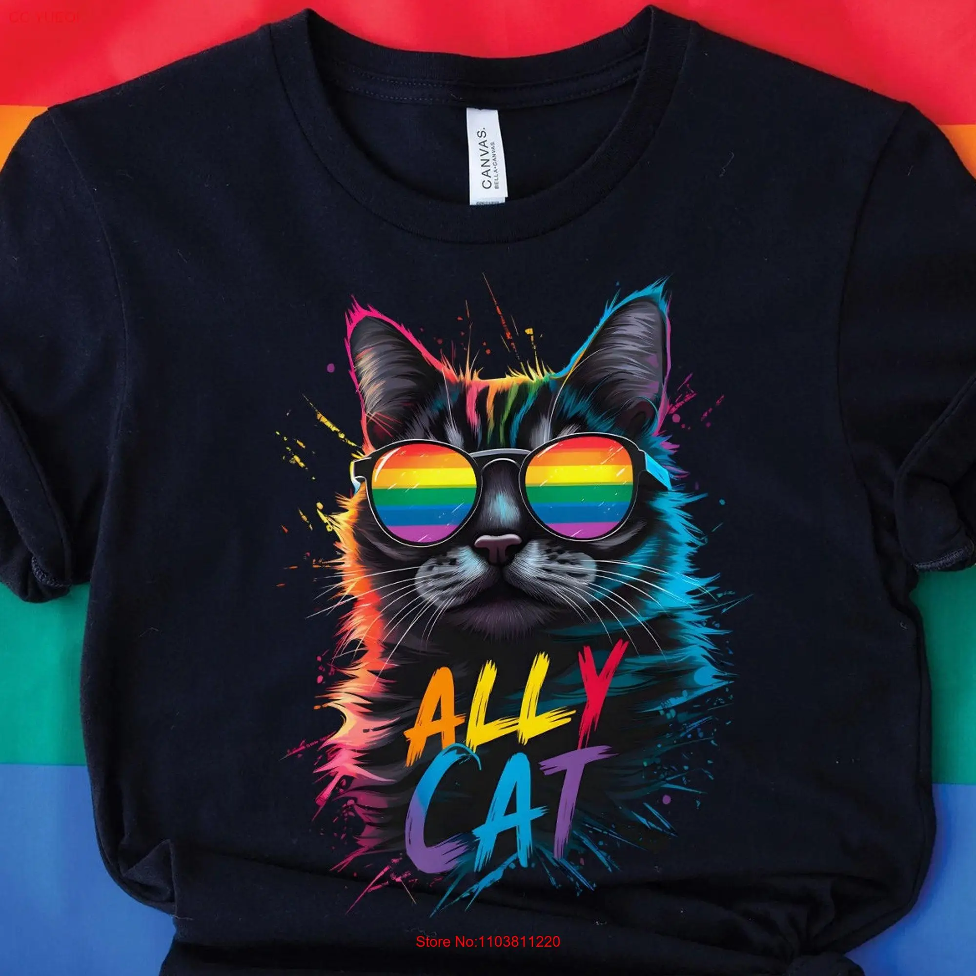 ЛГБТ футболка с котом Элли парад гордости поддержка равных прав солнцезащитные