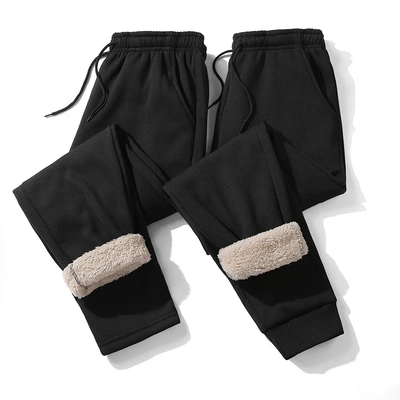 

2022 Winter Pockets Running Pants Mens Joggers Sweatpants Black Warm Fleece Pants Male Casual Thermal Track Trousers Jogging
