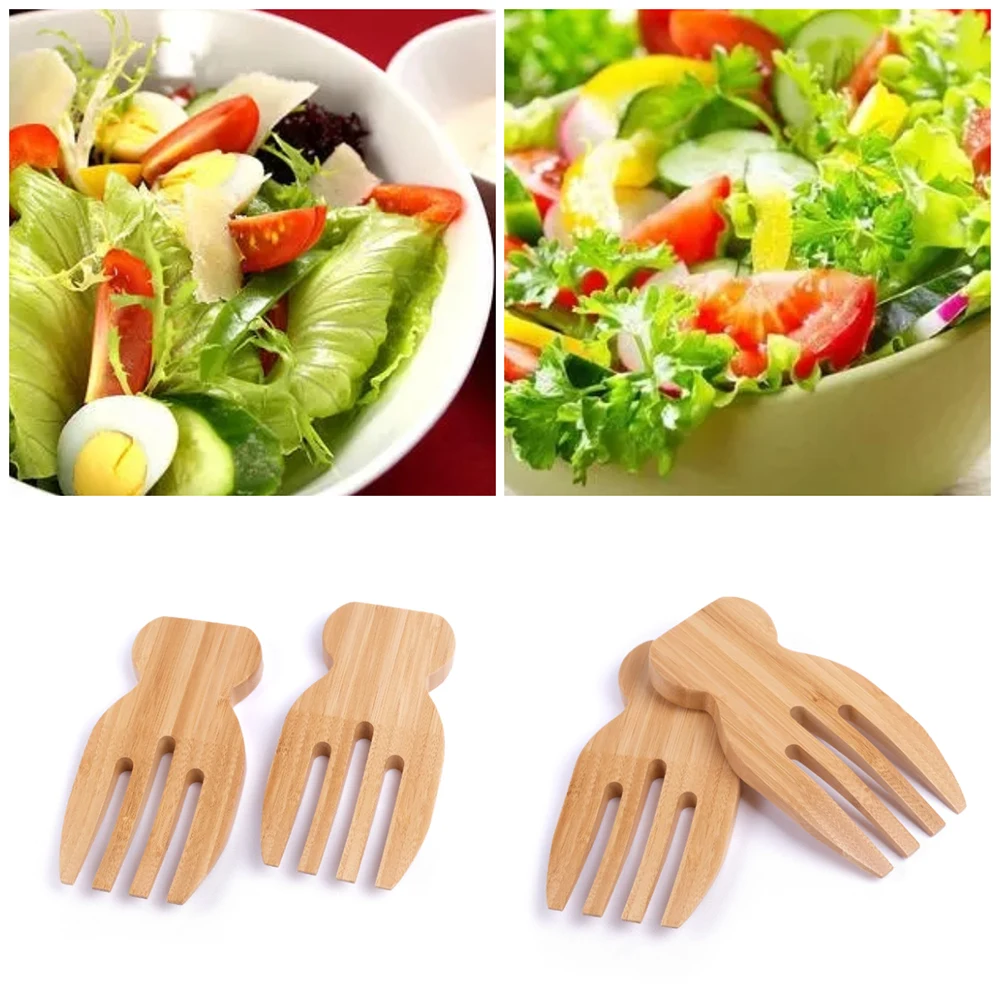 

Bamboo Salad Claw Stirring Salad Pasta Fruit Western Food Completely Bamboo Salad Spoon Non-slip Spoons Easytoclean Kitchen Tool
