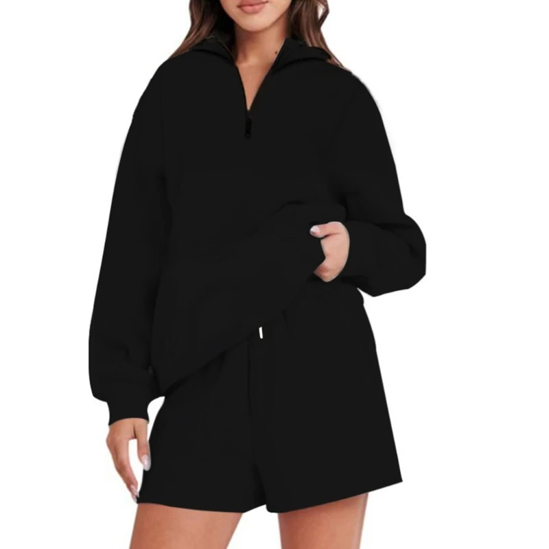 

Hooded Sweatshirt and Short Pants Set for Ladies Women Great for Traveling